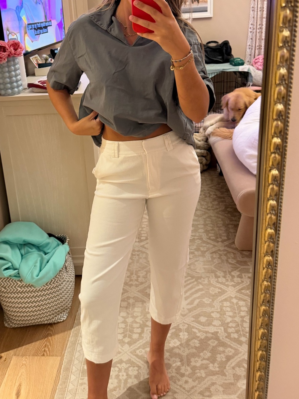 Brochu Walker Cropped White Pants